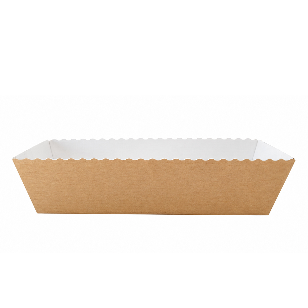 MC-067 | Easy Wave Natural Kraft Paper Cake Mould – 202 × 68 × 62 mm